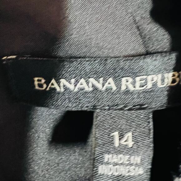 Banana Republic Mock Neck Woven Sheath Dress Career Casual BLue White - 14 - Picture 4 of 5